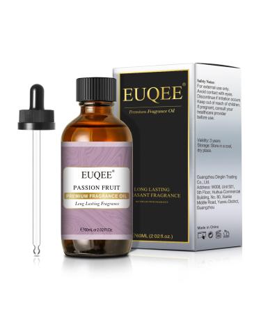 EUQEE Passion Fruit Fragrance Oil 60ml Premium Grade Aromatherapy Fragrance Oils Essential Oils for Diffusers for Home DIY Candle Making Passion Fruit 60.00 ml (Pack of 1)