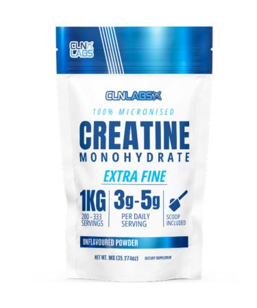 Creatine Monohydrate Powder - 1kg | 200 Mesh Fine Grade Powder Pure & Mixes Easily | Includes Scoop | Unflavoured | Made in The UK by CLN Labs