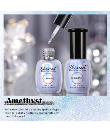 Skexiod Glitter Gel Nail Polish 15ml Holographic Soak Off UV LED Nail Polish - B105 - Buy Online on GoSupps.com