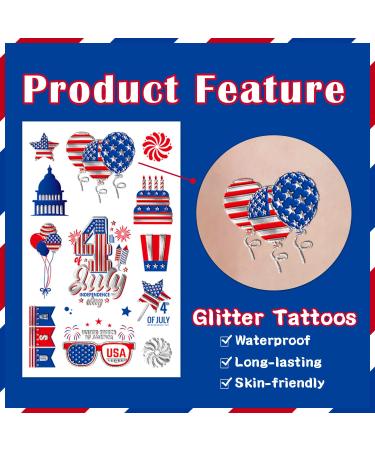 Partywind 194 Metallic Silver Fourth of July Temporary Tattoos - Patriotic Tattoo Stickers for Party Supplies & Favors - Buy Online on GoSupps.com