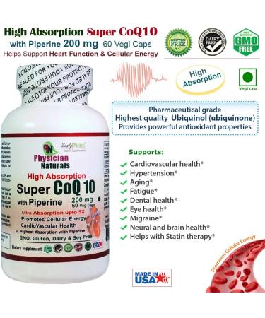 Super Coq 10 Co-Enzyme with Piperine 200 mg - 60 Veggie Caps for Heart Health & Energy Boost - 5X Absorption - International Shipping Available - Buy Online on GoSupps.com