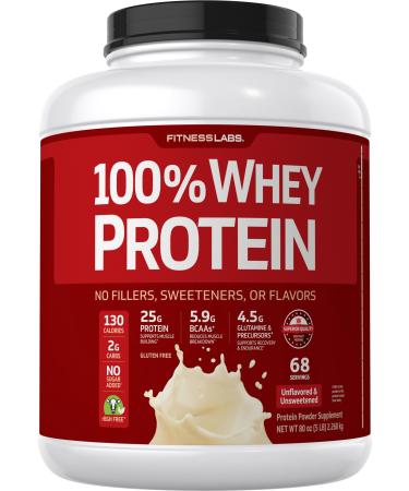 Fitness Labs 100% Whey Protein Unflavored and Unsweetened (5 Pounds)