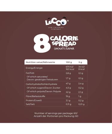 LOCCO 8 Calorie Chocolate Spread 300g - Low Fat, No Sugar Added, Keto-Friendly, Vegetarian Snack - Buy Online on GoSupps.com