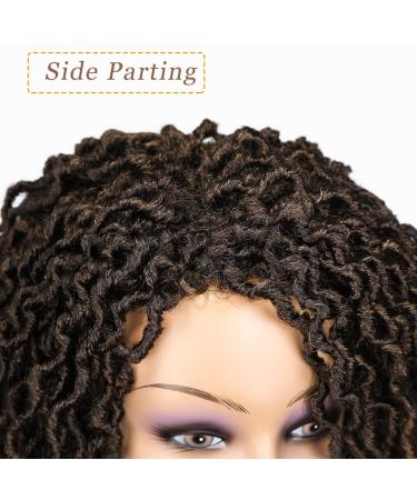 FAVE Short Braided Wig | Dreadlock Wigs for Black Women | Faux Locs Wig with Brown Highlights | Afro Braids Wig | Low Temperature Synthetic Hair (Ombre Brown) - Buy Online on GoSupps.com