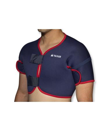 Vulkan Classic Full Shoulder Support Large Old Style For Tendonitis Bursitis & Other Shoulder Injuries Covers Both Shoulders Compression & Warmth Protection for Rehabilitation & Recovery Large Old Style (navy)