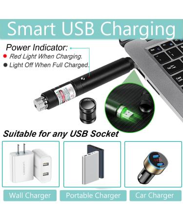 High Power Rechargeable Green Laser Pointer for Camping & Hiking | 2000m Range | USB Charger - Buy Online on GoSupps.com
