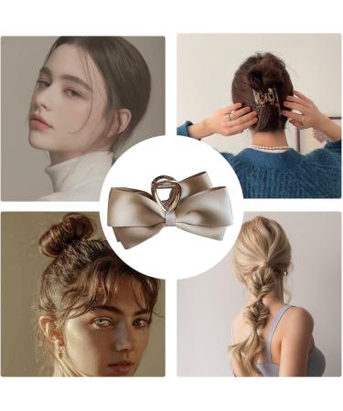 Bow Clips - Large Hair Claw Clamp Hair Barrettes Satin Bow for Hair Clips Hair Styling Clamps for Adult and Women Champagne - Buy Online on GoSupps.com