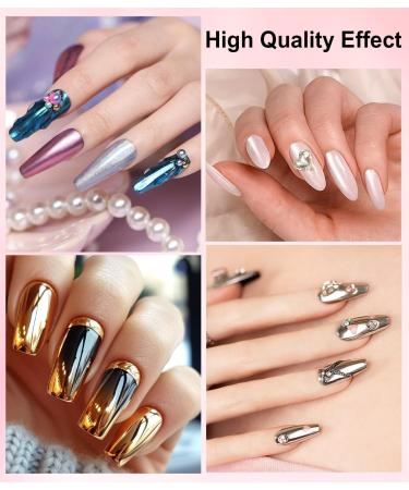 BISHENGYF 12 Jars Metallic Chrome Nail Powder Newbie Friendly Pearl Chrome Nail Powder Mirror Effect Nail Powder with 12 Pcs Eyeshadow Sticks(1g/Jar) B- 12pcs chrome nail powder - Buy Online on GoSupps.com