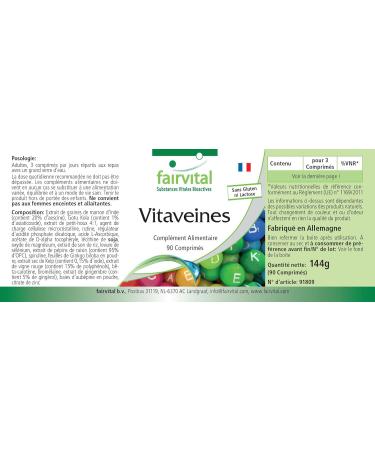 Fairvital High Dose Vein Vitamins - Vegan - 90 Tablets with Grape Seed Extract & Horse Chestnut - Boost Circulation & Support Vein Health - Buy Online on GoSupps.com