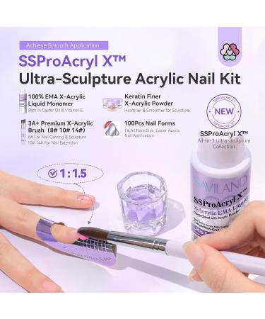 Saviland Professional Acrylic Nail Kit: Nail Kit Acrylic Set with Everything 30 Days Wear Acrylic Powder Brush EMA Monomer Nail Drill Essential Oil Nail Artist Nail Extension Carving Manicure 3*15g Acylic Powder 120ml Acylic Liquid - Buy Online on GoSupps.com
