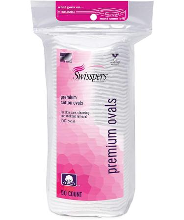 Swisspers Premium 100% Cotton Ovals - 50 Count Reclosable Bags (2 Pack) | Best Quality Cleansing Pads - Buy Online on GoSupps.com