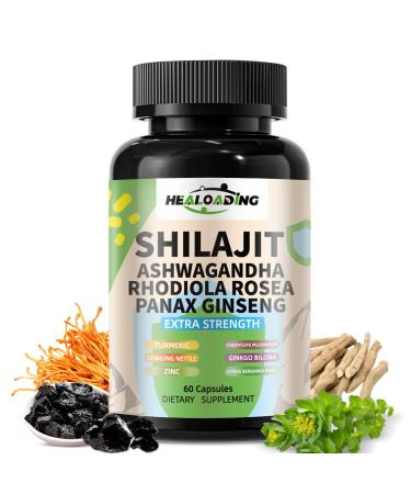 Himalayan Shilajit Capsules:Purified Himalayan Shilajit Extract - Natural Energy & Stamina Support-Vegan Non-GMO Ancient Fulvic Acid & Humic Acid Natural 60 Capsules