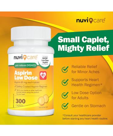 Buy Low Dose Aspirin 81mg Coated Caplets - Compare to Bayer - 300 Count - Safe for Adults - International Shipping Available - Buy Online on GoSupps.com