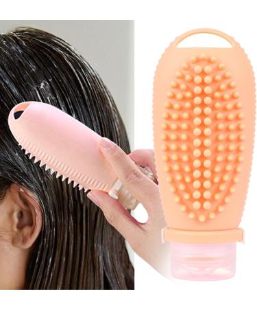 Perfeclan Hair Shampoo Brush & Travel Bottle - Compact Hair Wash Brush for Kids & Adults | 100ml Orange - Buy Online on GoSupps.com