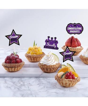 Graduation Cake Toppers - Graduation Cap Diploma Cupcake Picks Grad Cap Cupcake Picks for Senior High School College Grad Party Supplies Graduation Theme Party Decorations Gomice Purple - Buy Online on GoSupps.com