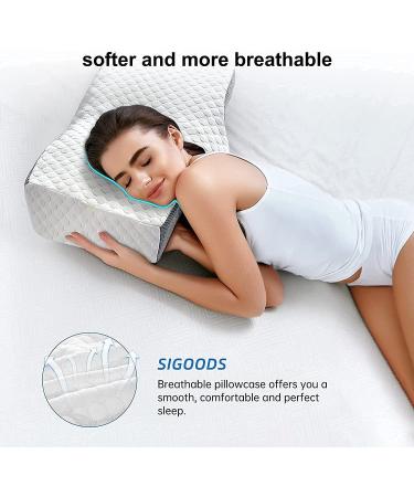 Sigoods Contour Memory Foam Pillow - Ergonomic Cervical Support for Neck & Shoulder Pain Relief | 3D Massage Units | Ideal for Side, Back, & Stomach Sleepers - Buy Online on GoSupps.com