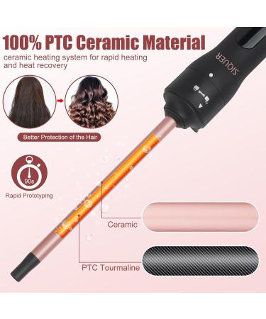 5 in 1 Curling Wand Set - SIQUER Fast Heating Curling Iron for Beach Waves - 1/2 to 1 1/4 Inch with Thermal Brush Gloves & Clamps - Rose Gold - Perfect Hair Tool for Women - Buy Online on GoSupps.com