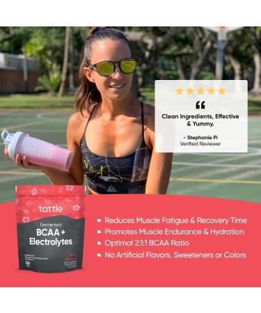Tattle Vegan BCAA Powder & Electrolytes - Berry Hibiscus 30 Servings, Vegan Certified, Muscle Recovery & Hydration - Buy Online on GoSupps.com