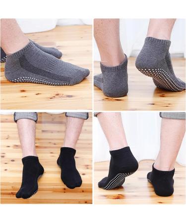 Smilcloud Non-Slip Stopper Socks for Women & Men - Yoga Ballet Pilates & Hospital Use | 4 Pairs Dark Gray & Black - Buy Online on GoSupps.com