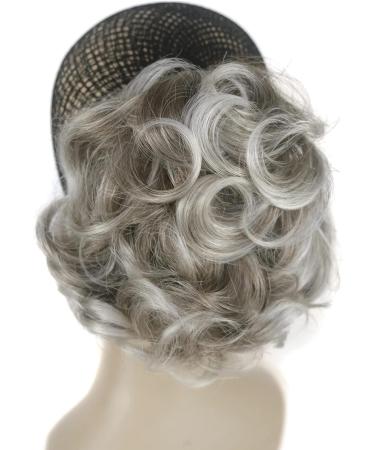 Aimole Lady Short Curly Synthetic Ponytail Clip on Extensions (48T Light Gray Blonde with Dark Root) - Buy Online on GoSupps.com