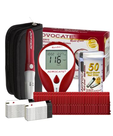 Advocate Redi-Code Speaking Blood Glucose Monitor Kit (Auto-Coding Glucometer kit with 1 Control Solution) Value Pack