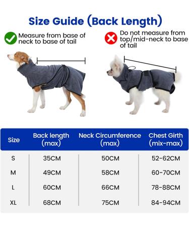 Happy Hachi Microfiber Dog Bathrobe Towel - Super Absorbent Fast Drying & Washable for Small Medium & Large Dogs/Cats (Gray Size S) - Ideal Dog Beach Towel - Buy Online on GoSupps.com