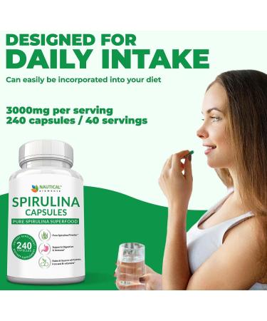 Spirulina Capsules 3000mg - 40 Servings Of Organic Spirulina Capsules - Rich in Protein Antioxidants & Vitamins - 240 Organic Espirulina Powder - Supports Immune & Cardiovascular Health 240 Count (Pack of 1) - Buy Online on GoSupps.com