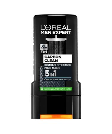 L'Or al Paris Men Expert 5in1 shower gel for men for cleaning body hair and face carbon clean 1 x 300 ml single 300 ml (1 Pack)