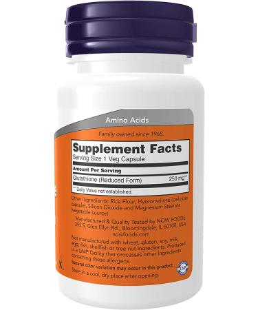 Now Foods Glutathione 250 mg - 60 Veg Capsules for Immune Support & Antioxidant Boost - Buy Online on GoSupps.com