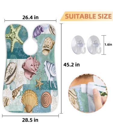Cartoon Seashells Beard Bib Apron | Waterproof Hair Catcher for Men - Grooming Made Easy with Suction Cups | Perfect Gifts for Men - Buy Online on GoSupps.com