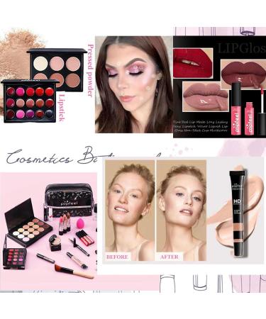 All-in-one Makeup Set Gift 30 Pieces Complete for Women with Cosmetic Essentials and Makeup Travel Bag Bundle Eyeshadow Palette Lipstick Foundation Powder for Teenagers - Buy Online on GoSupps.com
