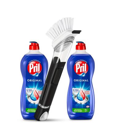 Riner with refillable cleaning brush in the practical set dishwashing detergent hand dishwashing detergent highest fat residual power (2x 675 ml)