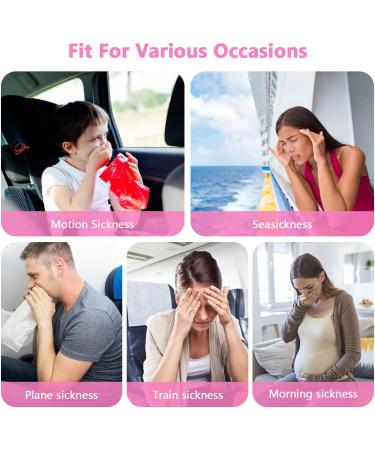 ACWOO Motion Sickness Wristbands - 2 Pairs Anti-Nausea Bands for Kids & Adults | Car & Sea Sickness Relief | Pink & White - Buy Online on GoSupps.com
