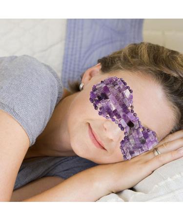 FRCOLOR Jade Eye Mask - Cooling Gel Eye Cover & Blackout Blindfold for Sleep | Reusable Silk Eye Mask for Bedtime & Office - Amethyst Purple 19.2x7.5cm - Buy Online on GoSupps.com