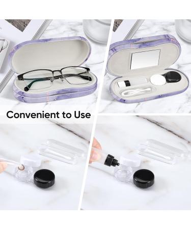 Fintie Hardcase Glasses Case & Contact Lens Container - Double-Sided Travel Set with Mirror - Purple Marble Design - Buy Online on GoSupps.com