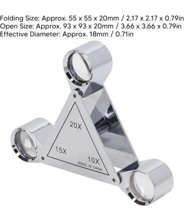 Magnifying Glass 3 Lens Zinc Alloy Magnifying Glass High Magnification Clear Magnification Effect with Storage Bag for Jewelry Identification for Jewelers - Buy Online on GoSupps.com