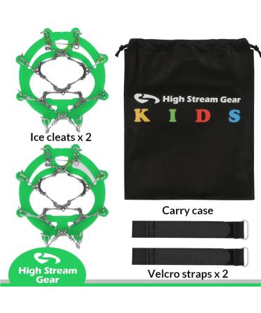 Kids Ice Cleats - 14 Stainless Steel Spikes - Small Green - Buy Online on GoSupps.com