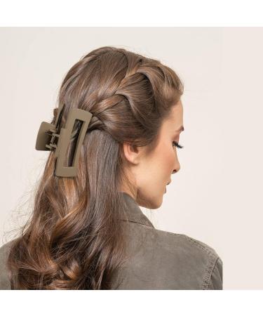 Shinowa Leopard Pattern Hair Clips - 3-Pack Strong Hold Slipproof Jaw Clamp Accessories for Long Thick Hair - Khaki - Buy Online on GoSupps.com