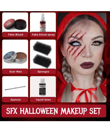 Buy Halloween SFX Makeup Kit - Special Effects Makeup Scar Wax Fake Blood & Stipple Sponges - Realistic Blood Red for International Shipping - Buy Online on GoSupps.com