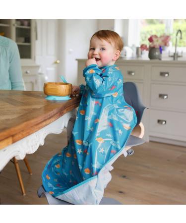 Bibetta Wipeezee Premium Baby Weaning Bibs | Waterproof Coverall Bibs for 6 month+ | Eco Friendly & Durable | Turquoise Sea Creatures Design - Buy Online on GoSupps.com
