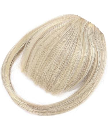 Clip In Bangs Hair Extension - Sandy Blonde & Bleach Blonde | Thick Straight Front Full Neat Fringe | 2 Clips One Piece for Women - Buy Online on GoSupps.com