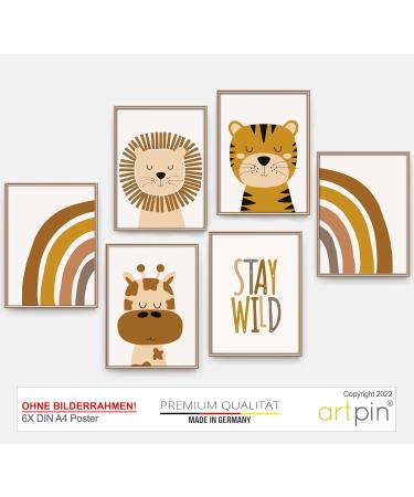artpin Children's Room Posters - Set of 6 Baby Room Art | Boho Safari Rainbow A4 Prints for Nursery Decor - Buy Online on GoSupps.com