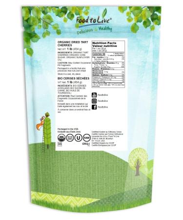 Organic Dried Tart Cherries 1lb | Lightly Sweetened & Pitted | Non-GMO, Kosher, Unsulfured | Sour Bulk Cherries - 1lb Pack - Buy Online on GoSupps.com