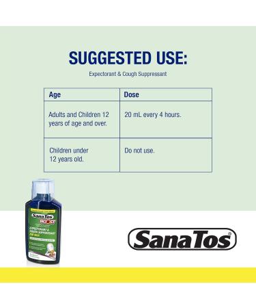 Sanatos Boost Expectorant & Cough Suppressant DM MAX (6 fl oz) | Fast-Acting Relief for Cough & Chest Congestion | for Adults & Teens Ages 12+ - Buy Online on GoSupps.com
