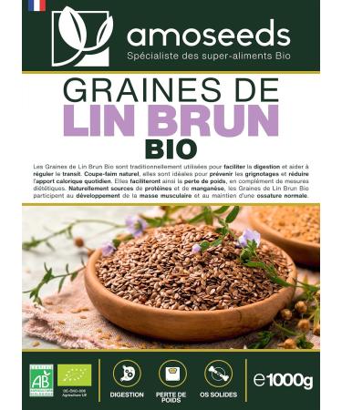 Organic Brown Flax Seeds 1kg | Whole Gluten Free Sources of Omega 3 | Premium Quality - Buy Online on GoSupps.com