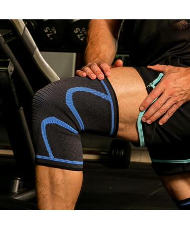 Knee Sleeve Compression Support | X-Large Blue Knee Brace for Pain Relief & Arthritis | Improved Circulation - Buy Online on GoSupps.com