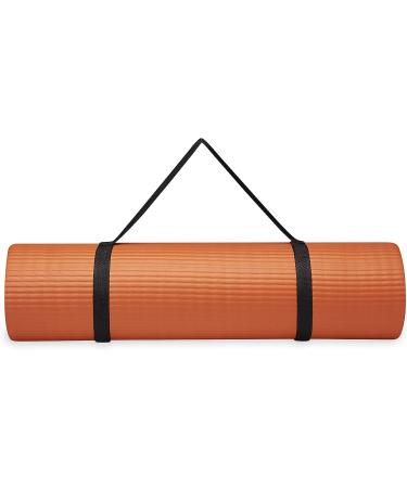 Gaiam Essentials Thick Yoga Mat 72 Fitness & Exercise Mat + Carrier Strap | 24 x 2/5 Orange - Buy Online on GoSupps.com