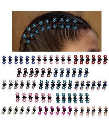 Mini Hair Claw Clips  78 Pcs Tiny Metal Flower Claw Clip  Non Slip Small Rhinestone Jaw Clips for Hair  Cute Baby Clips Claw for Girls Toddler Kids (Colorful)