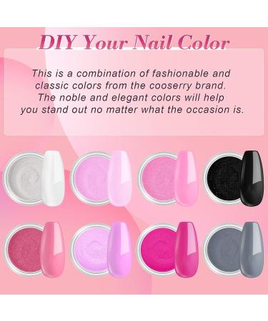 Cooserry Dip Powder Nail Kit Starter - 17pc Dipping System Set - 8 Colors - DIY Manicure for Beginners - Buy Online on GoSupps.com