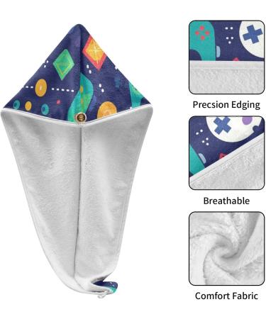 Rainbow Games Console Hair Towel 2 Pack | Super Absorbent Quick Dry Turbans for Women & Girls - Perfect Hair Drying Solution - Buy Online on GoSupps.com